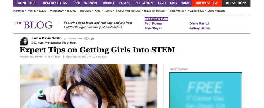 Huffington Post Expert Tips on Getting Girls Into STEM